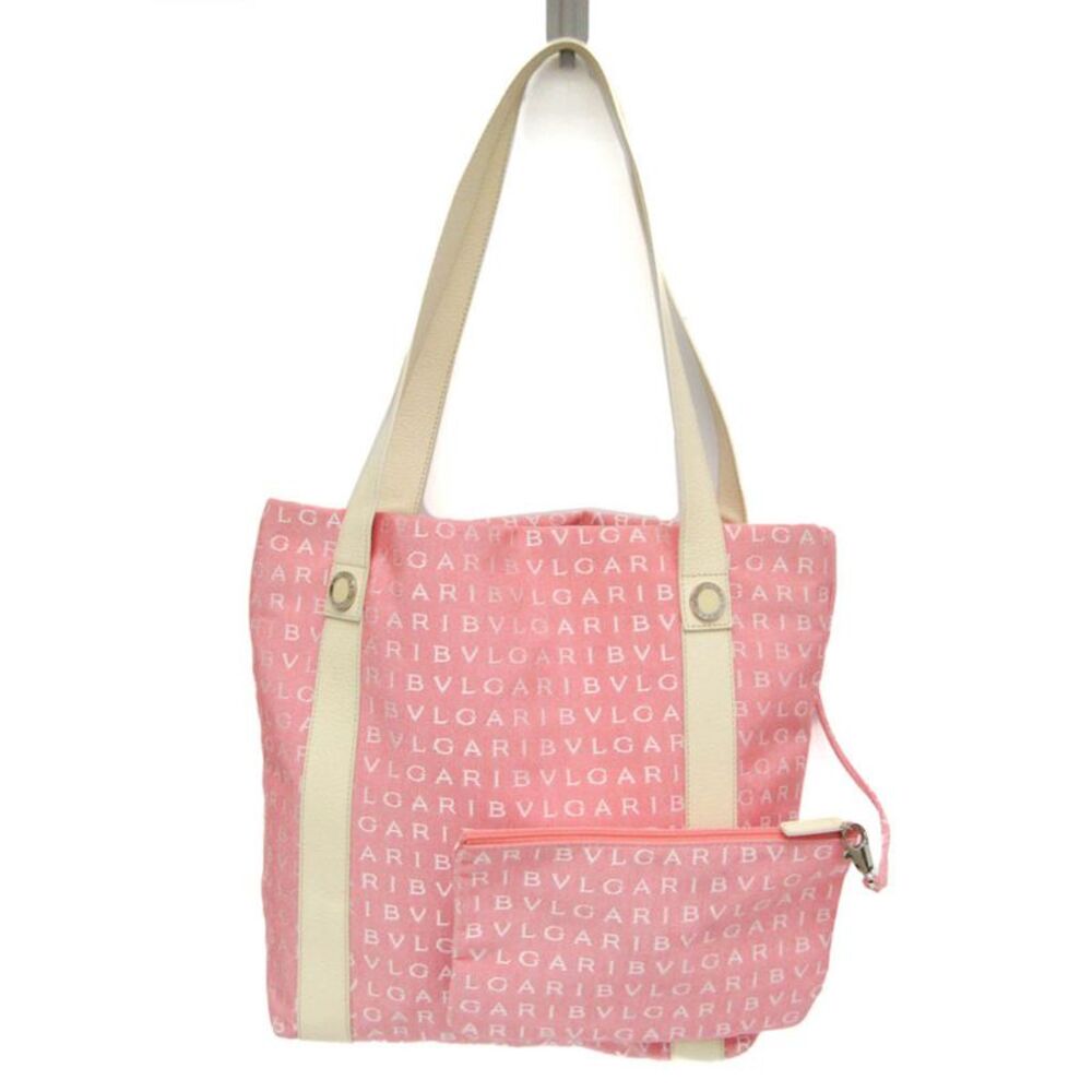 Bvlgari Logomania Canvas Beige Canvas Tote Bag Bag